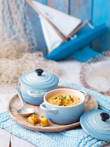 Cornish Crab Soup with Parsley Croutons